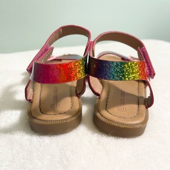 Laura Ashley Girl's Blue & Pink Rainbow Open Toe Flat Sandal Toddler Size 10 - Picture 10 of 11